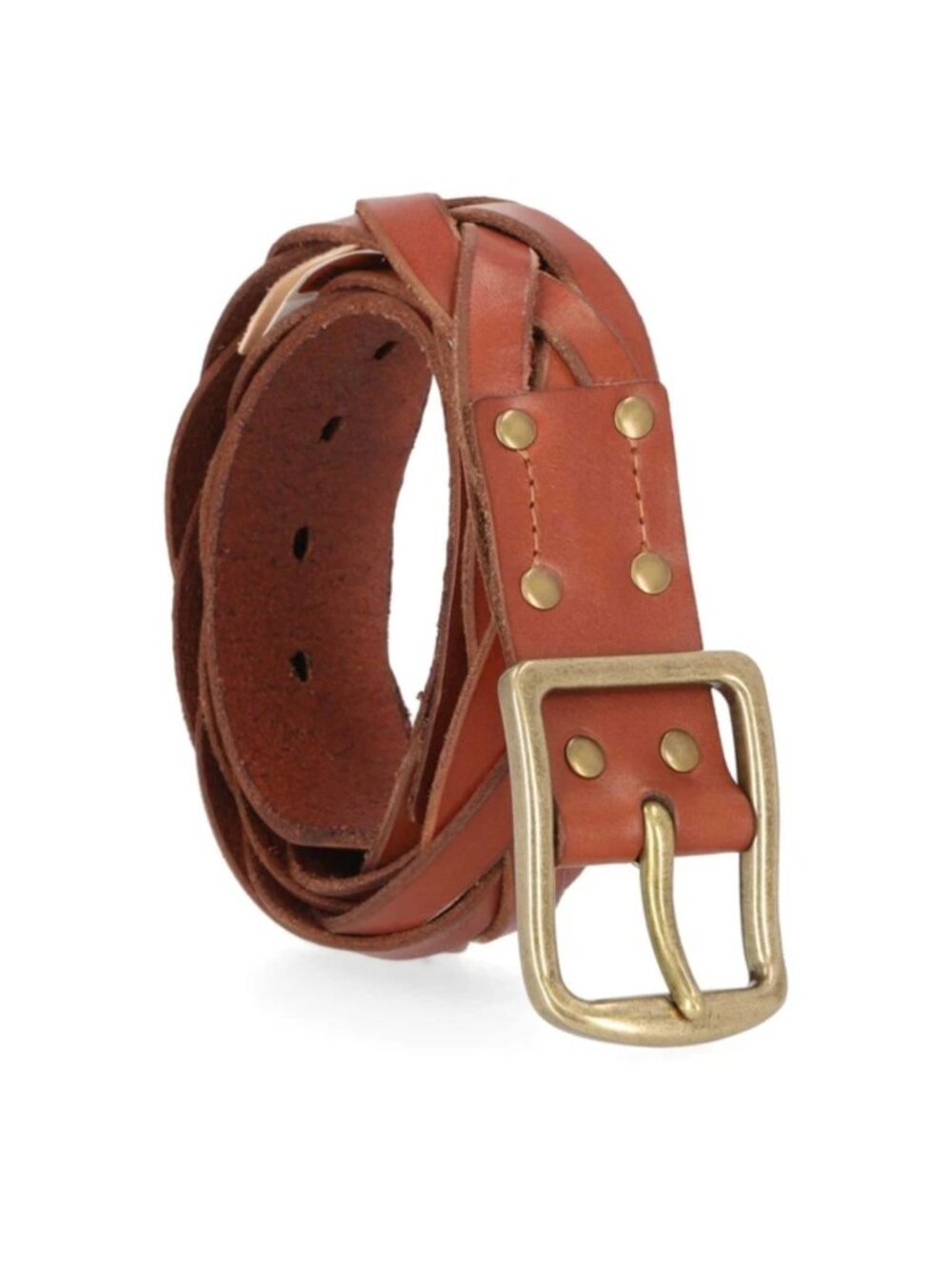 NWT Harley-Davidson Womens Interlaced Braided Leather Belt Brass Buckle Large